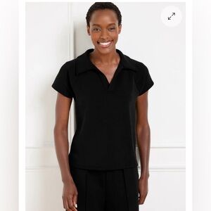 T by Talbots
AIRKNIT STRETCH JOHNNY COLLAR PULLOVER short sleeve black MP EUC